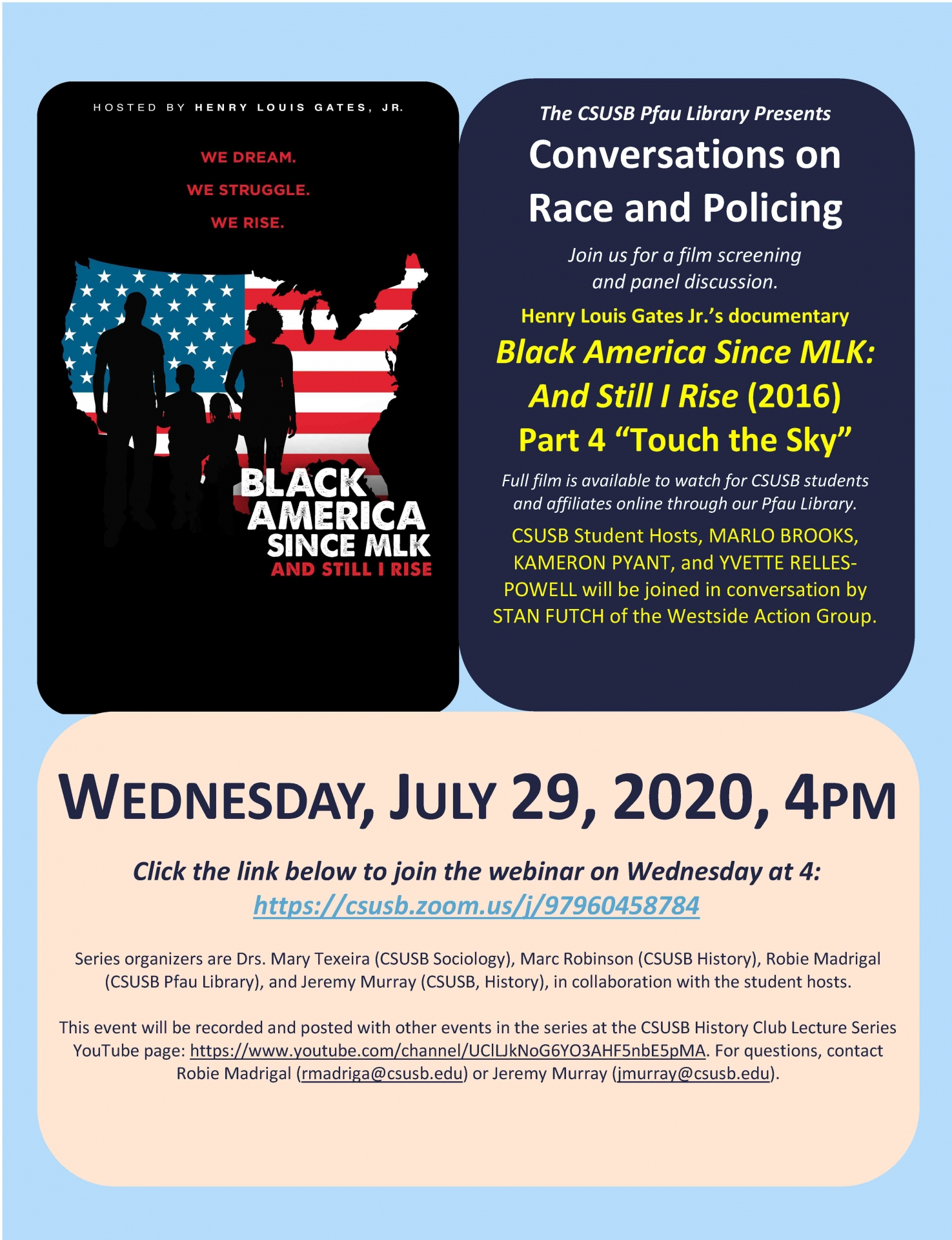 Part 4 of the documentary ‘Black America Since MLK: And Still I Rise,’ focus of next Conversations on Race and Policing