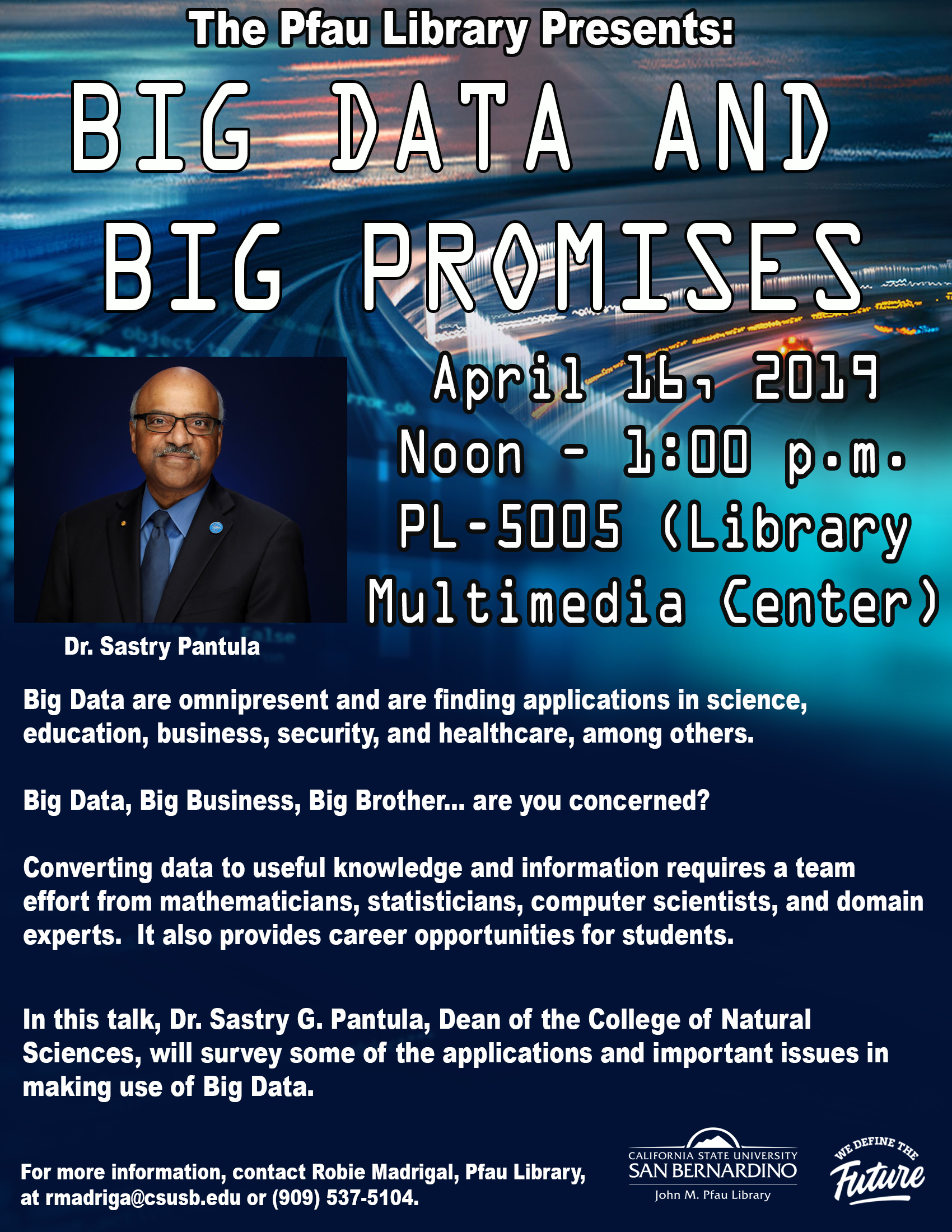 CSUSB dean holds talk at Pfau Library on April 16 on Big Data