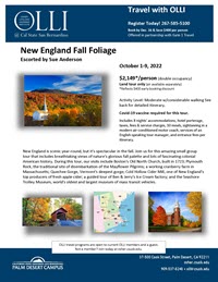 Flyer for OLLI New England Fall Foliange trip