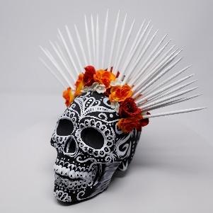 crown and flower decorated calavera