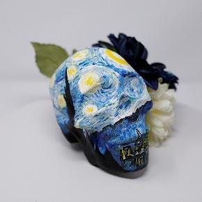 starry night decorated calavera