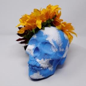 sky decorated calavera