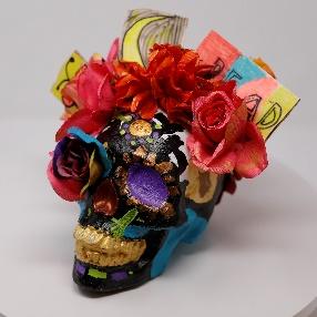 decorated calavera with flowers