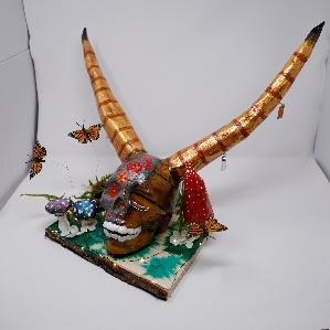 decorated calavera with horns