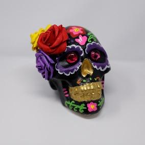 decorated calavera with flowers