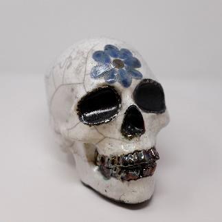 decorated calavera with flower