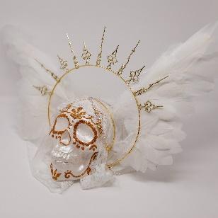 decorated calavera with halo