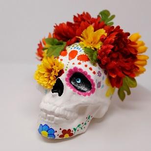 decorated calavera with flowers