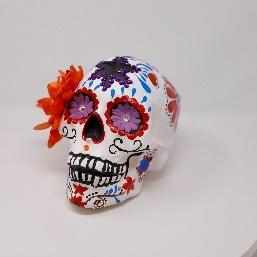 decorated calavera with flower