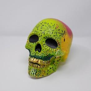green decorated calavera