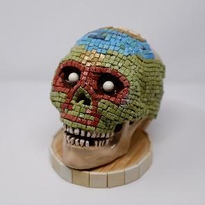green tiled decorated calavera