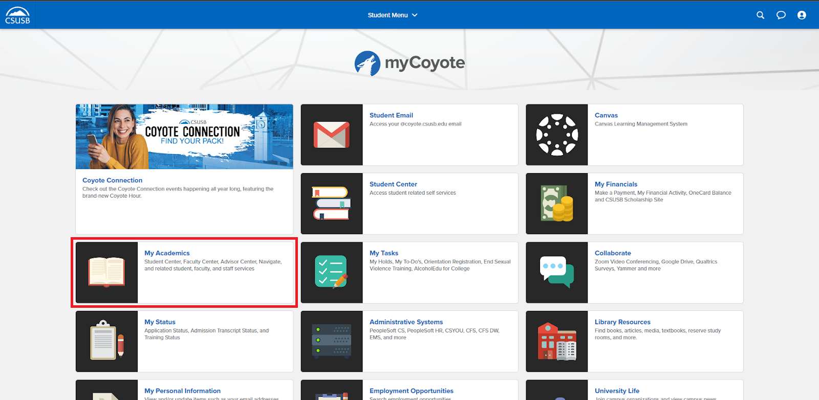 myCoyote updated portal example