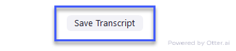 The bottom of the transcript window with "save transcript" option 