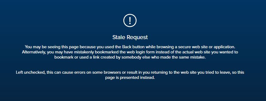 stale request error screenshot