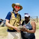 Students with a fossil