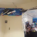 Picture of people and banner
