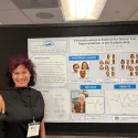 Krisha Orgo presents her work, aimed to shed light on how neurons in face-sensitive areas of the brain are activated.