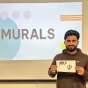 Harsh showing his miniature mural