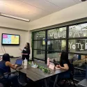 Students learning how to take notes