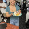 student showing what they made