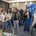 students speaking to park rangers