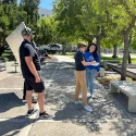 Guadalupe reviewing lines with the TCT crew