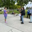 Josh explaining CSUSB's human impact
