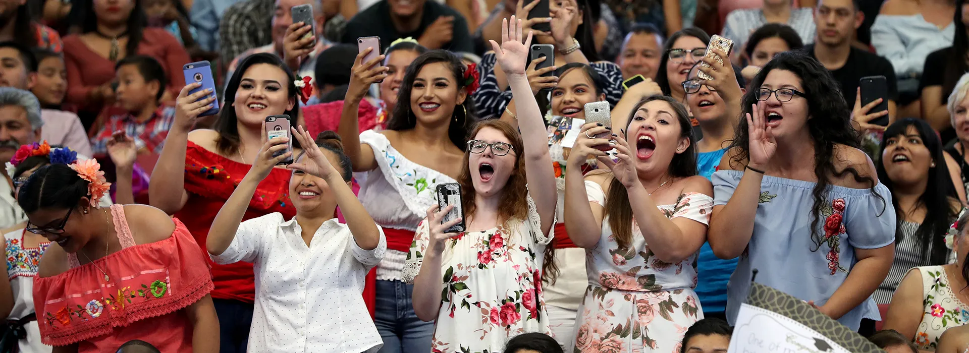 about 3,700 friends and family filled the CSUSB Coussoulis Arena for the Latino Graduation ceremony