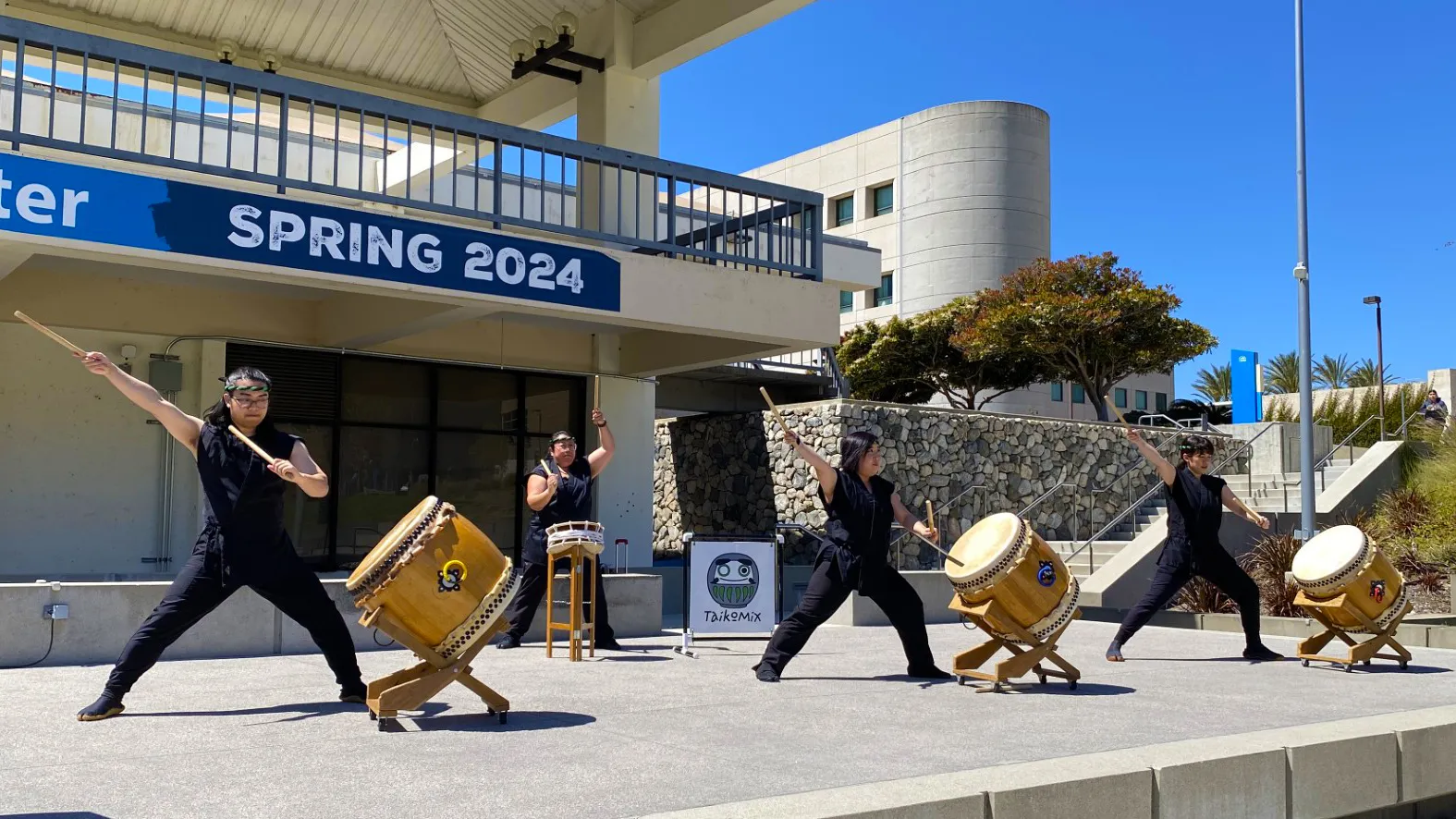 Taiko Mix, a Japanese drum group from Riverside, performs at the opening event of CSUSB’s Asian Pacific Islander Desi American Heritage Month celebration on April 10. 