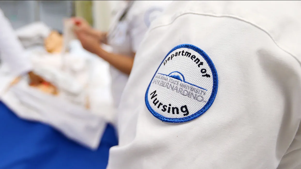 The CSUSB Department of Nursing patch. The department is hosting celebrations on Tuesday, Dec. 3, at the Palm Desert and San Bernardino campuses to mark its 50th anniversary.