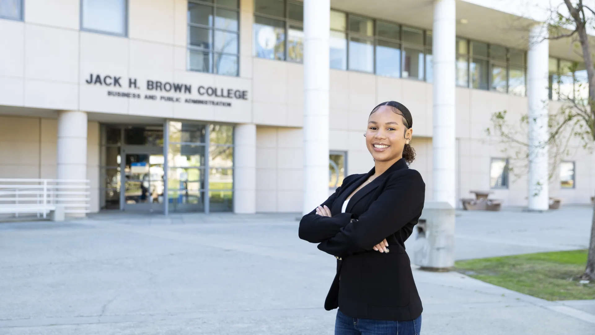 Justus Baker-Postell, a CSUSB student in administration, reflects on a journey of resilience and grit as she approaches graduation in May.