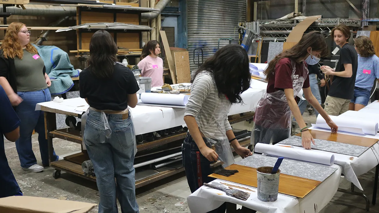 High school students from across San Bernardino County were able to participate in a variety of technical workshops, such as scenic art and costume design, during CSUSB’s inaugural Technical Theatre Symposium. 