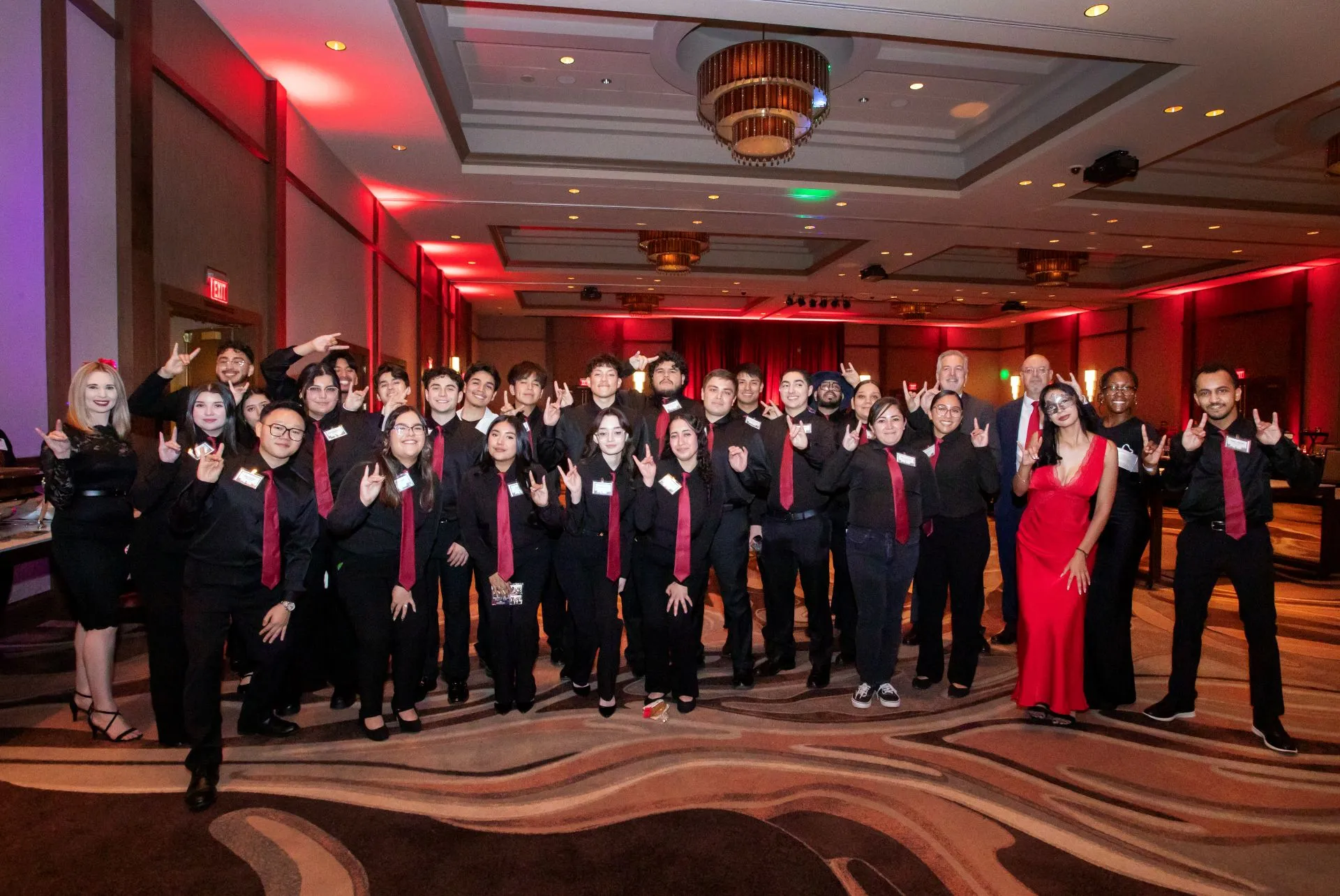Students and faculty at the Monte Carlo masquerade ball