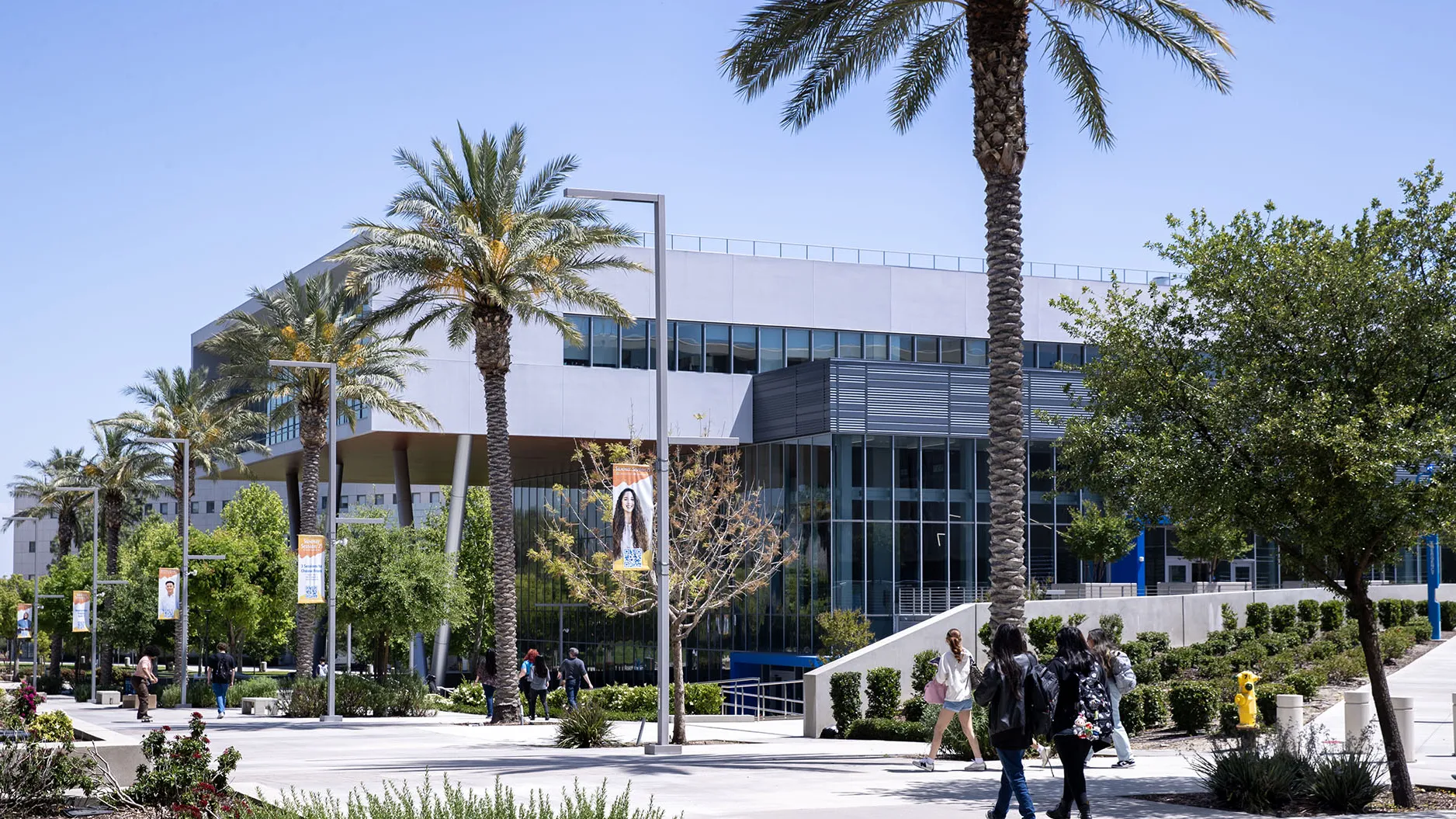 Coyote Walk, looking toward the Santos Manuel Student Union North..