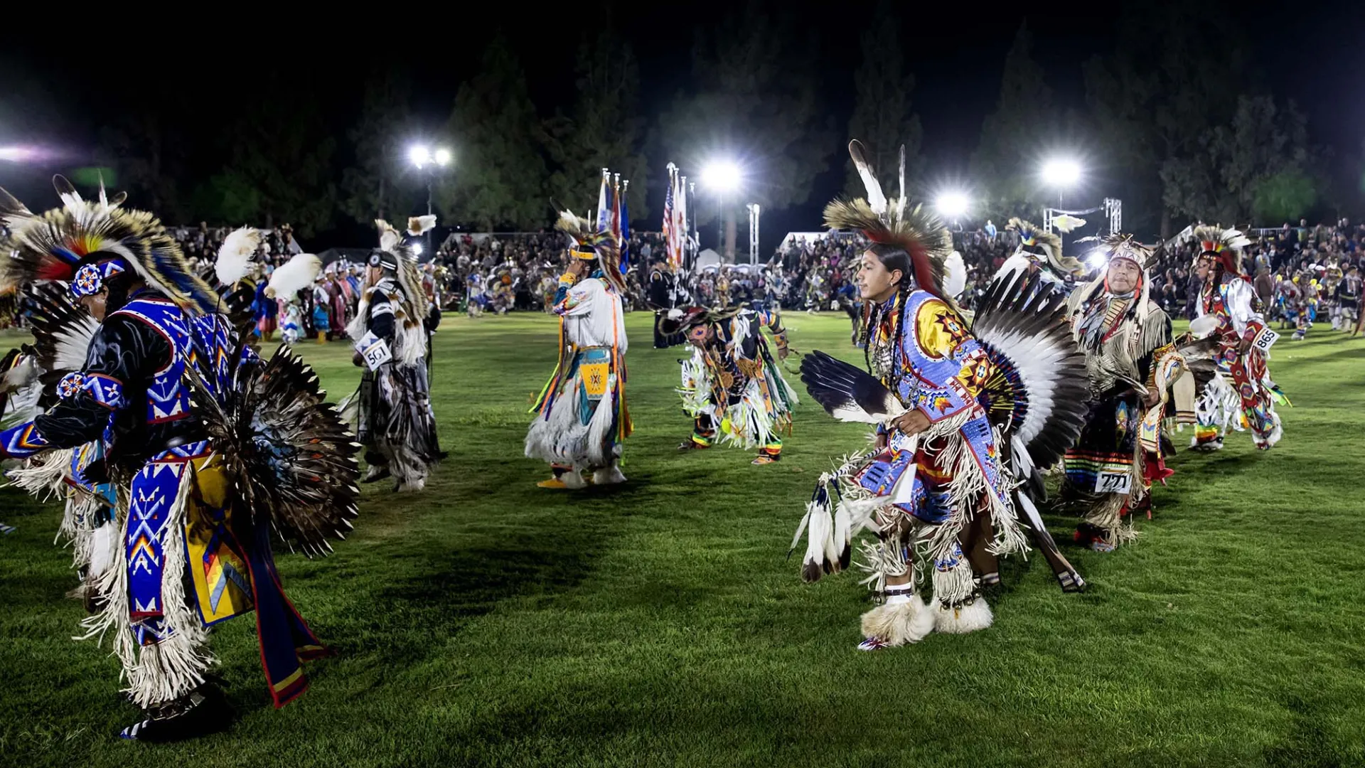 Dancers at the 2024 San Manuel Pow Wow at Cal State San Bernardino. The annual event will take place Friday through Sunday, Sept. 19-22.