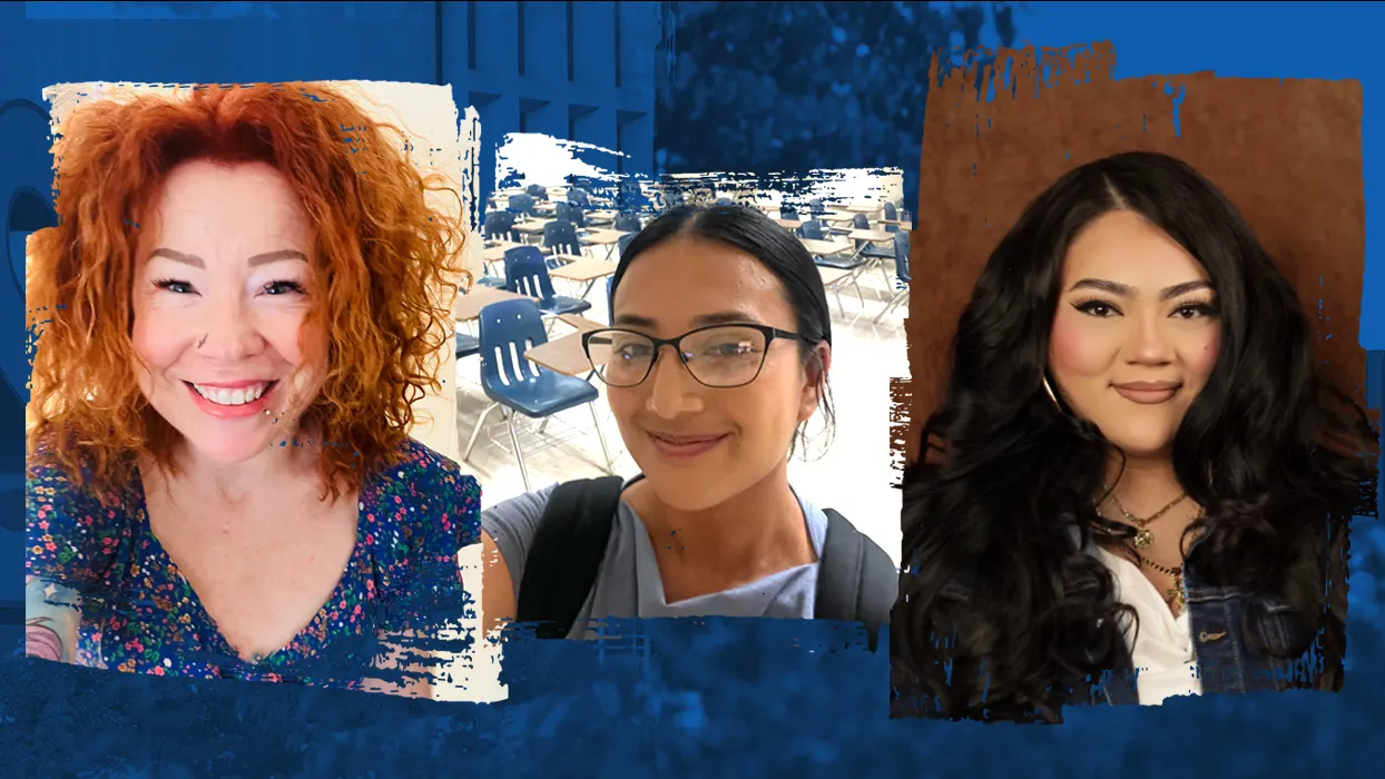 From left, Trisha Rose, Outstanding Undergraduate Student; Veronica Morales, Outstanding Graduate Student; and Katherine Posada, Outstanding Graduate Student for College of Arts and Letters.