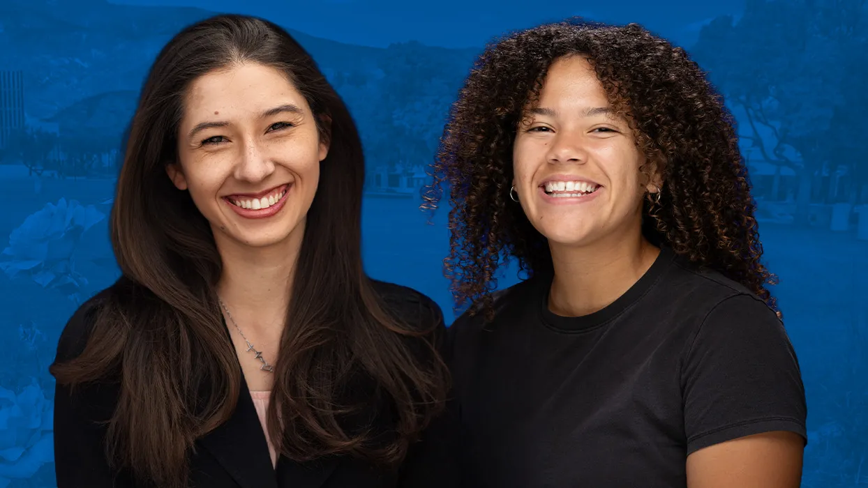 Miranda Owen (right), Outstanding Undergraduate Student, and Camille Vrieling, Outstanding Graduate Student