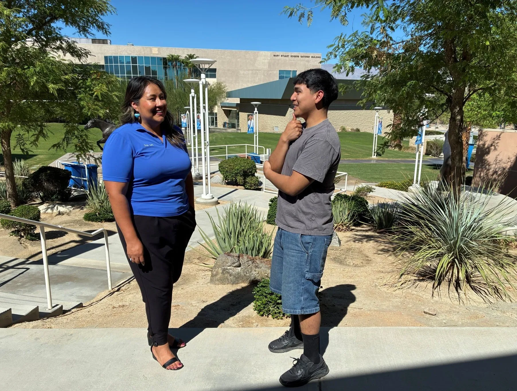 Avi Rodriguez on campus with student