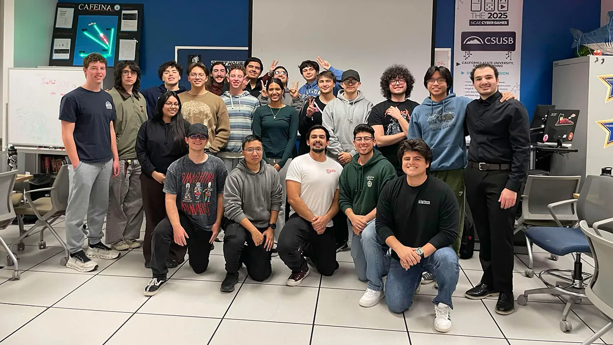 Members of CISO and WiCyS, cybersecurity student organizations, who excelled at the NCAE Cyber Games Southwest Regional Competition.