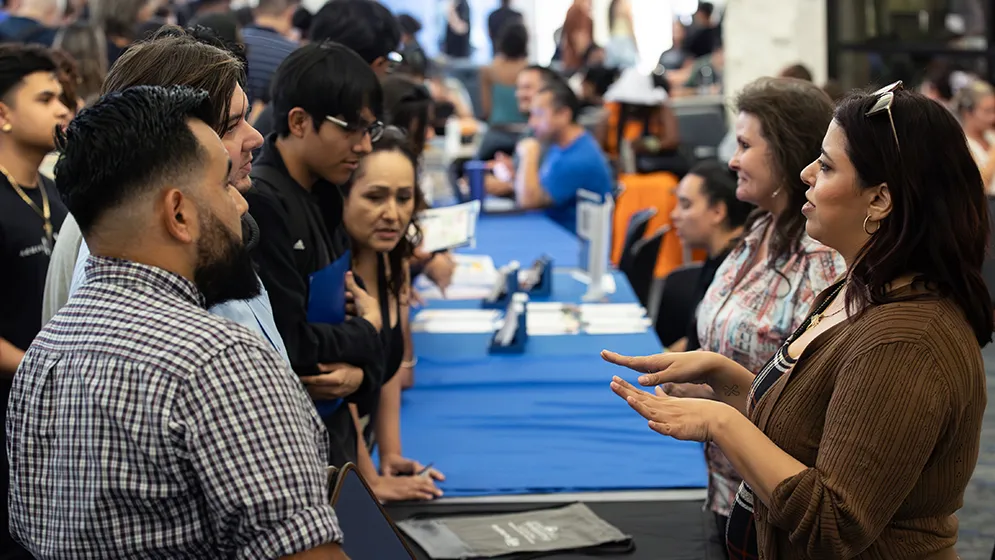 At the Hire a Coyote event, incoming students connected with campus departments hiring for student assistant and Federal Work-Study positions.