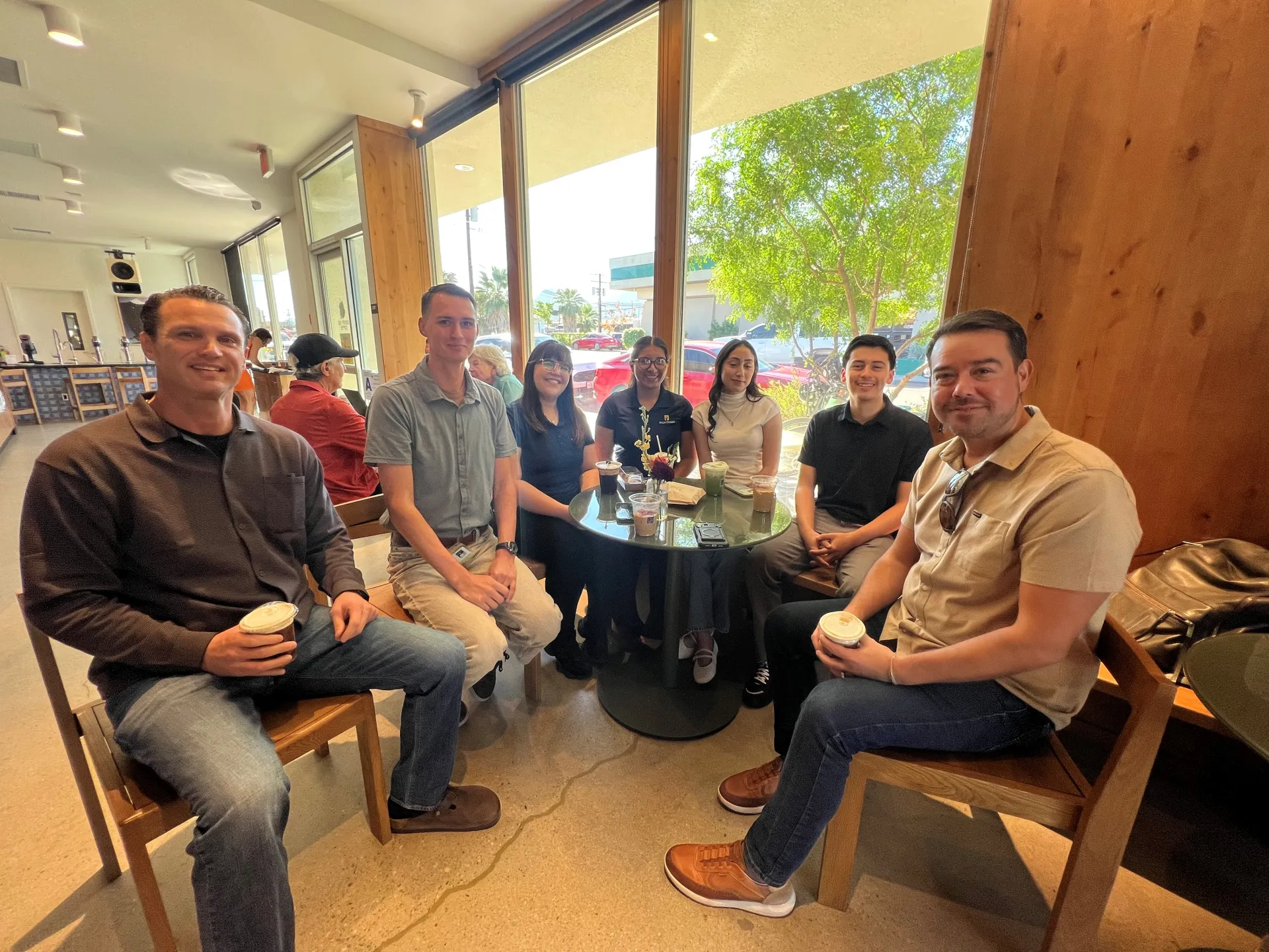 CSUSB Palm Desert Campus student interns enjoy coffee with City of Palm Desert officials.