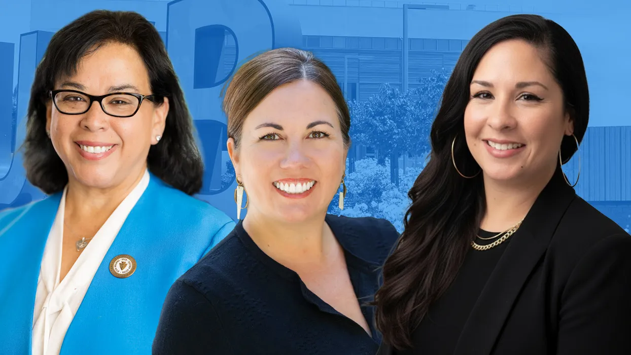 From left: Diana Z. Rodriguez (Distinguished Alumni Award), Miranda Lee (Emerging Leader Award) and Natalia Hale (Coyote Spirit Award) are among the eight who will be honored at the annual Alumni Hall of Fame event in the spring.