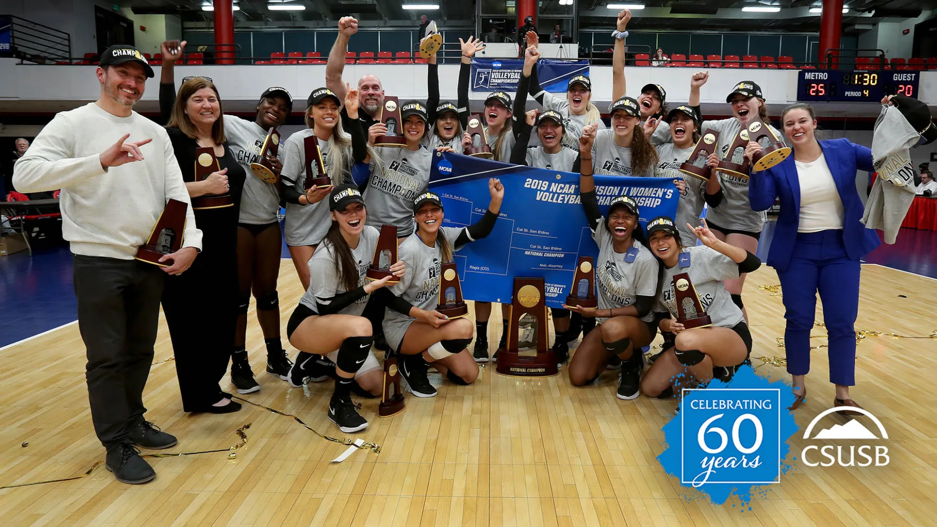 The Coyotes women’s volleyball team capped the decade by winning the NCAA Division II National Championship, CSUSB’s first-ever national title.