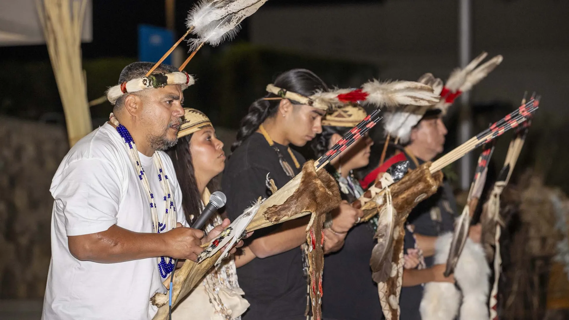 Singers at the 2024 California Native American Day celebration at Cal State San Bernardino.