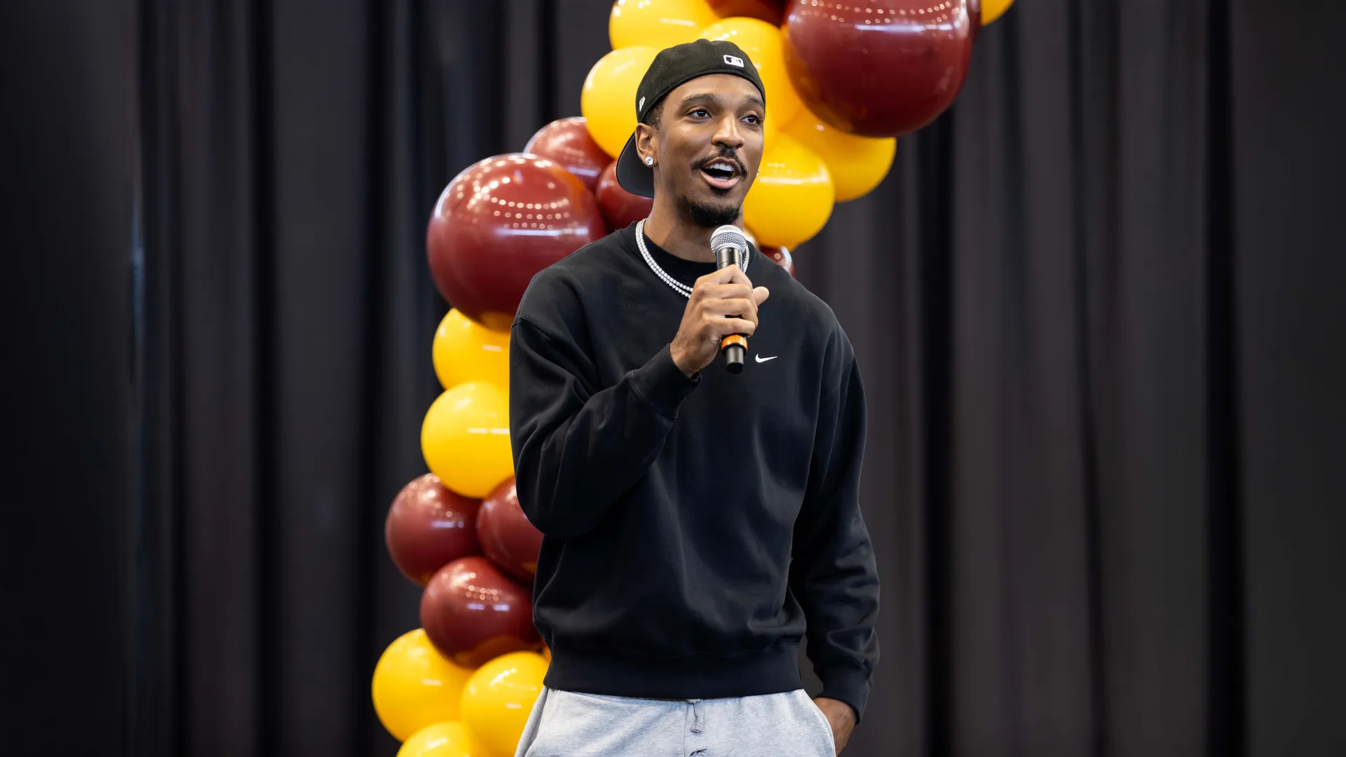 Jayden Daniels, star quarterback for the Washington Commanders, at the second annual Jayden Daniels Foundation’s Community Day, which took place at Cal State San Bernardino’s Coussoulis Arena on July 18.