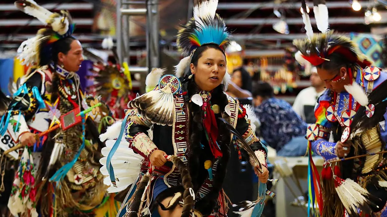 Dancers at a past Pow Wow at Cal State San Bernardino. 