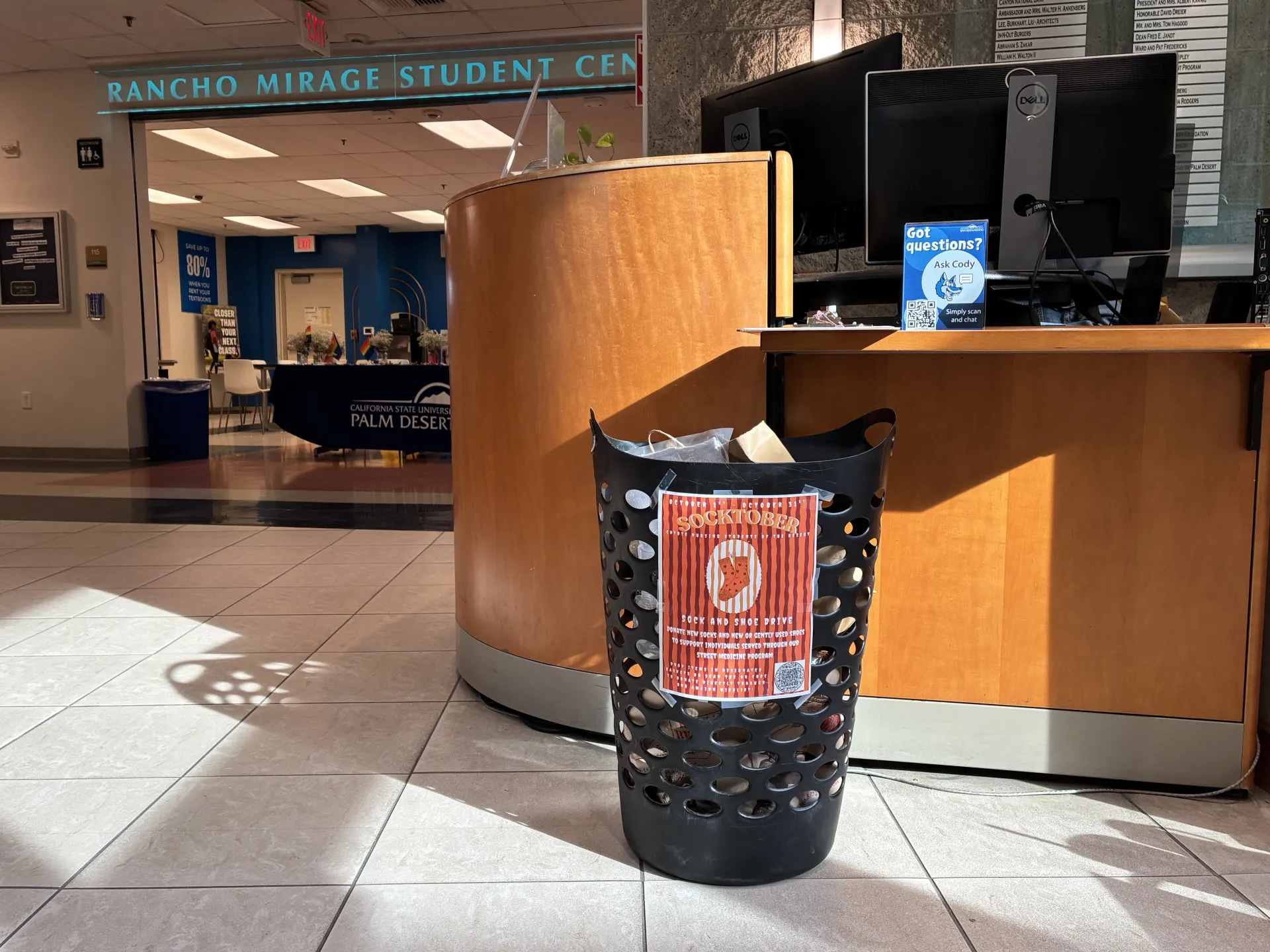 Socktober drive at the CSUSB Palm Desert Campus