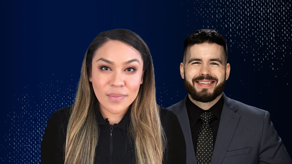 Dual graduate student Lizette Velazquez and undergraduate student John Lane