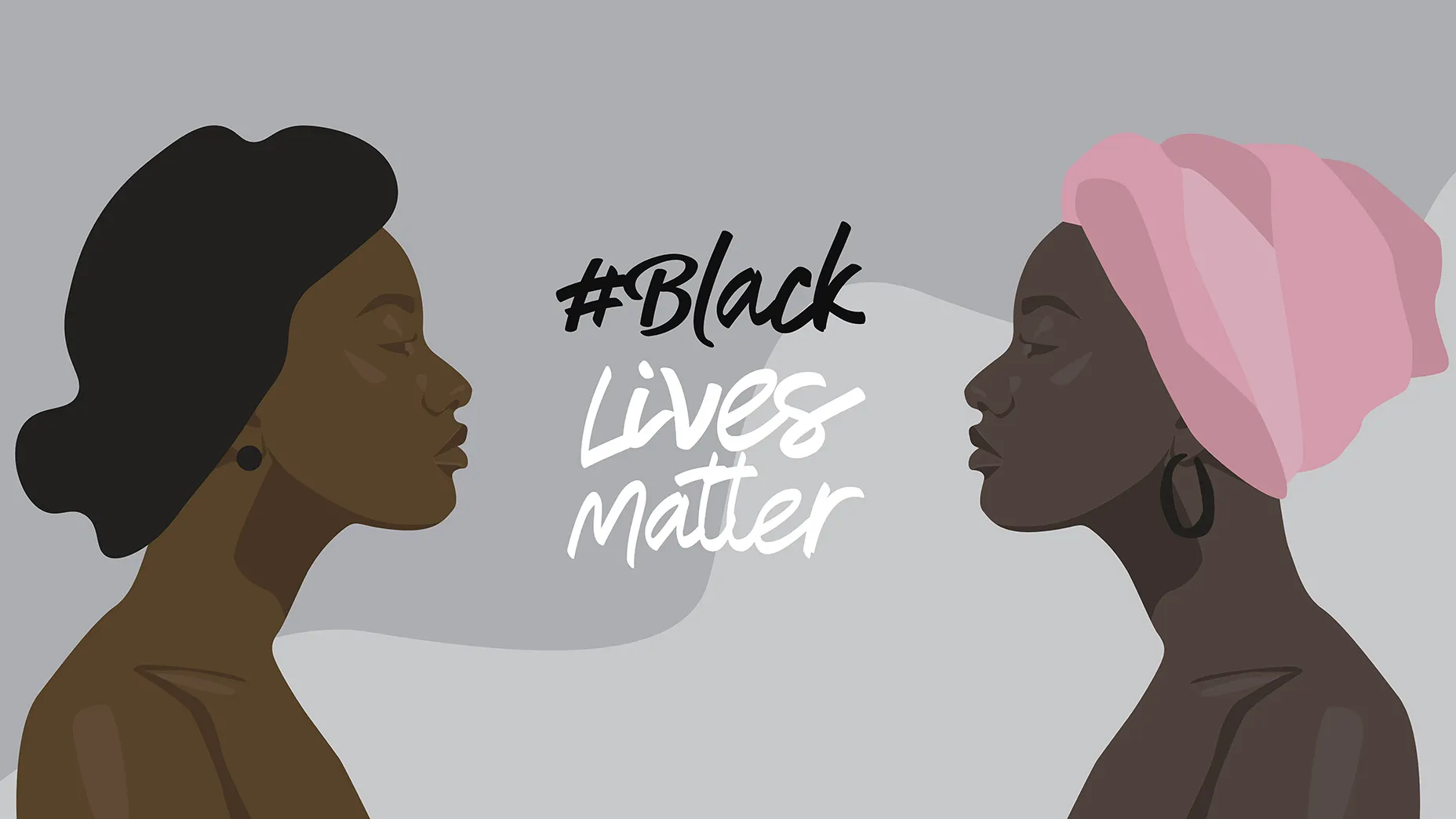 Graphic of two women on either side of the BLM text