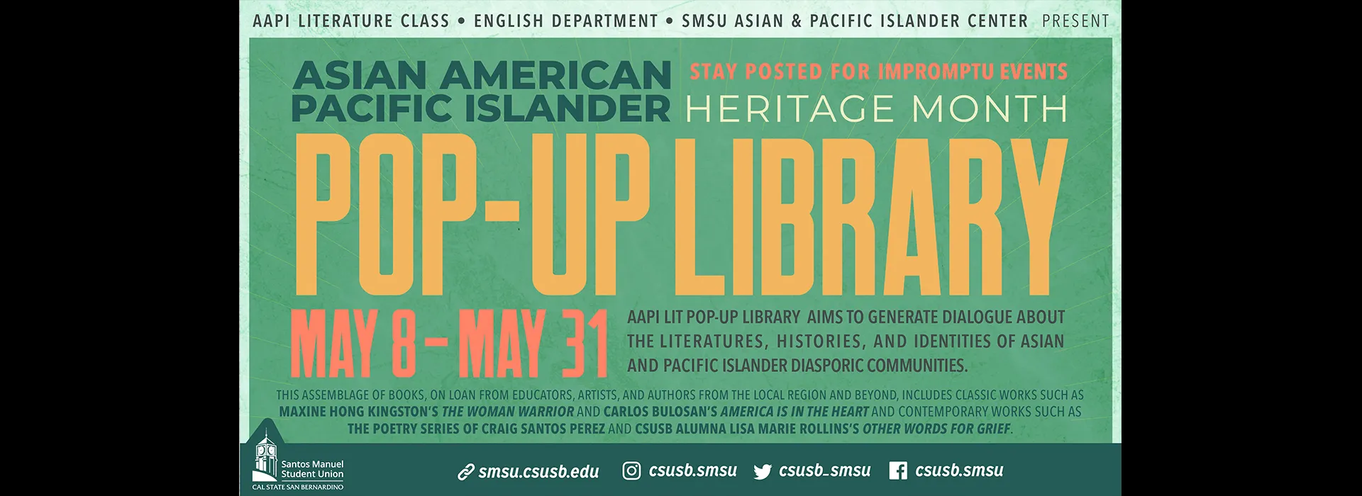 Pop-up library at Asian & Pacific Islander Center in SMSU
